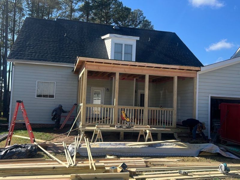 Porch and addition framing in progress